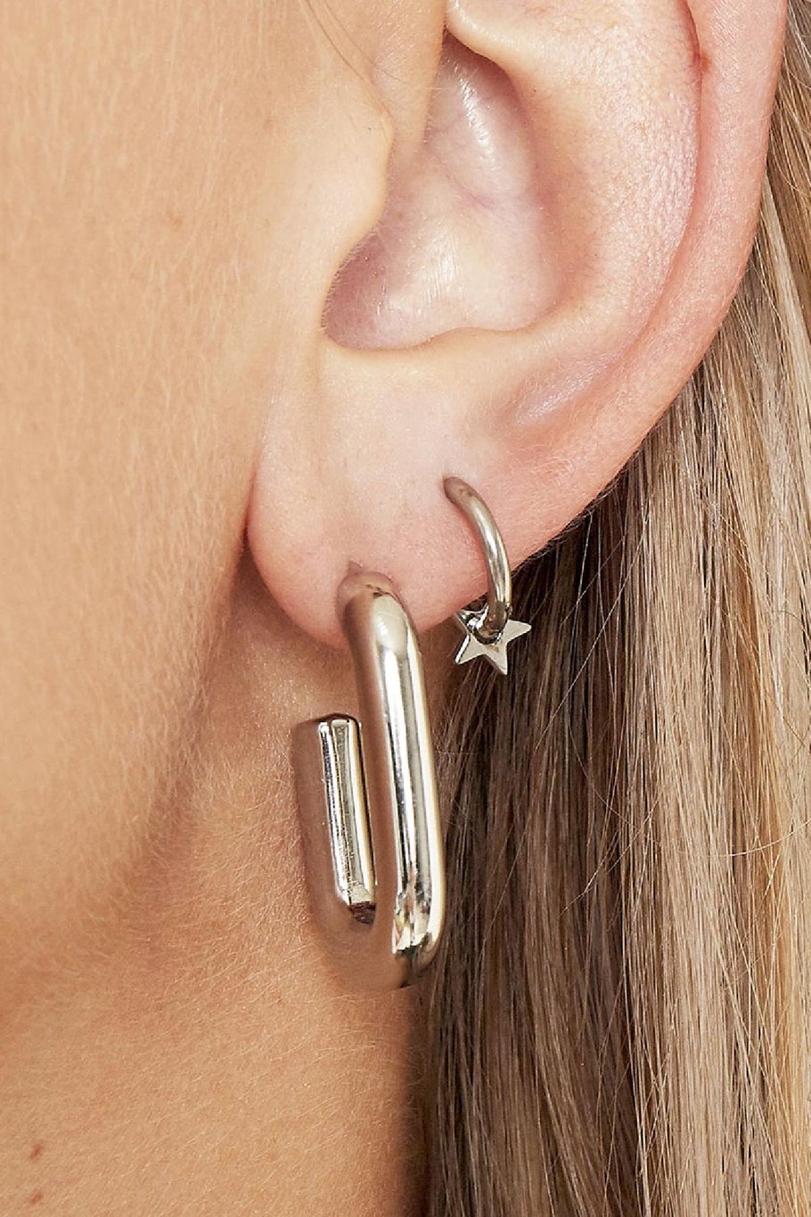 Earrings Shimmer Large Silver Color Stainless Steel Picture2